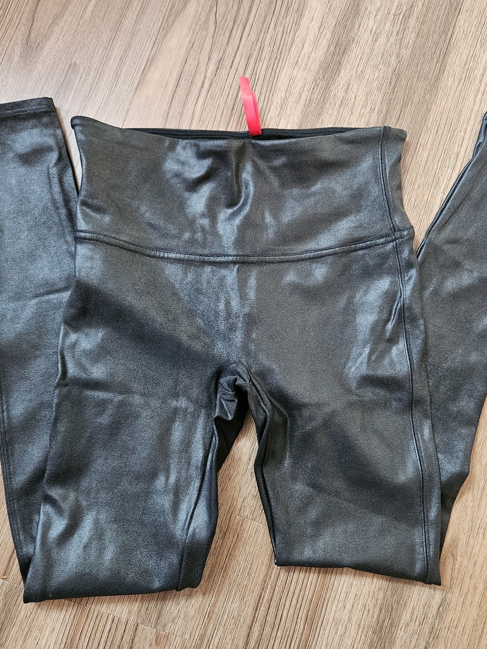 SPANX High-Waist Faux Leather Leggings in Black Med